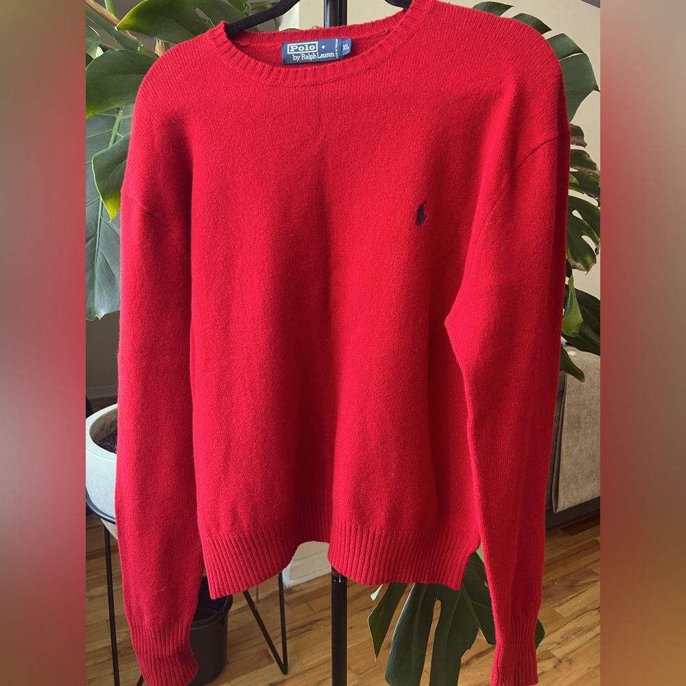 Ralph Lauren Men's Vibrant Red Crewneck Sweater